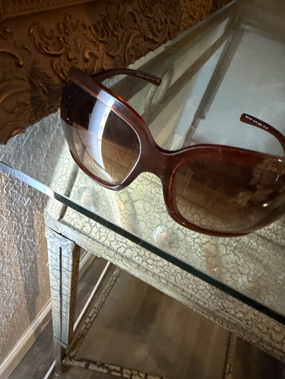 Versace Collection Oversized Brown Gradient Frame Sunglasses